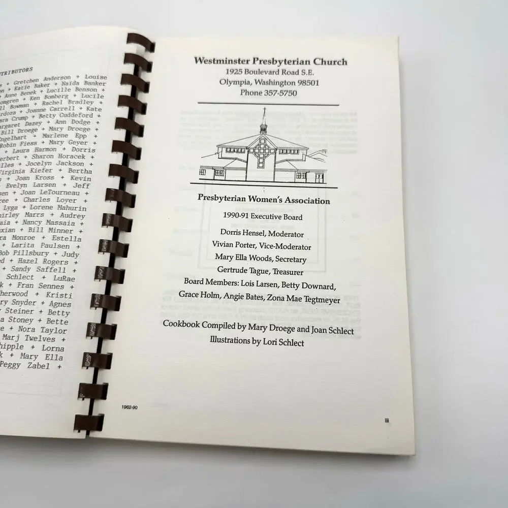 Olympia Washington Westminster Presbyterian Church Cookbook Recipes Vintage 90s